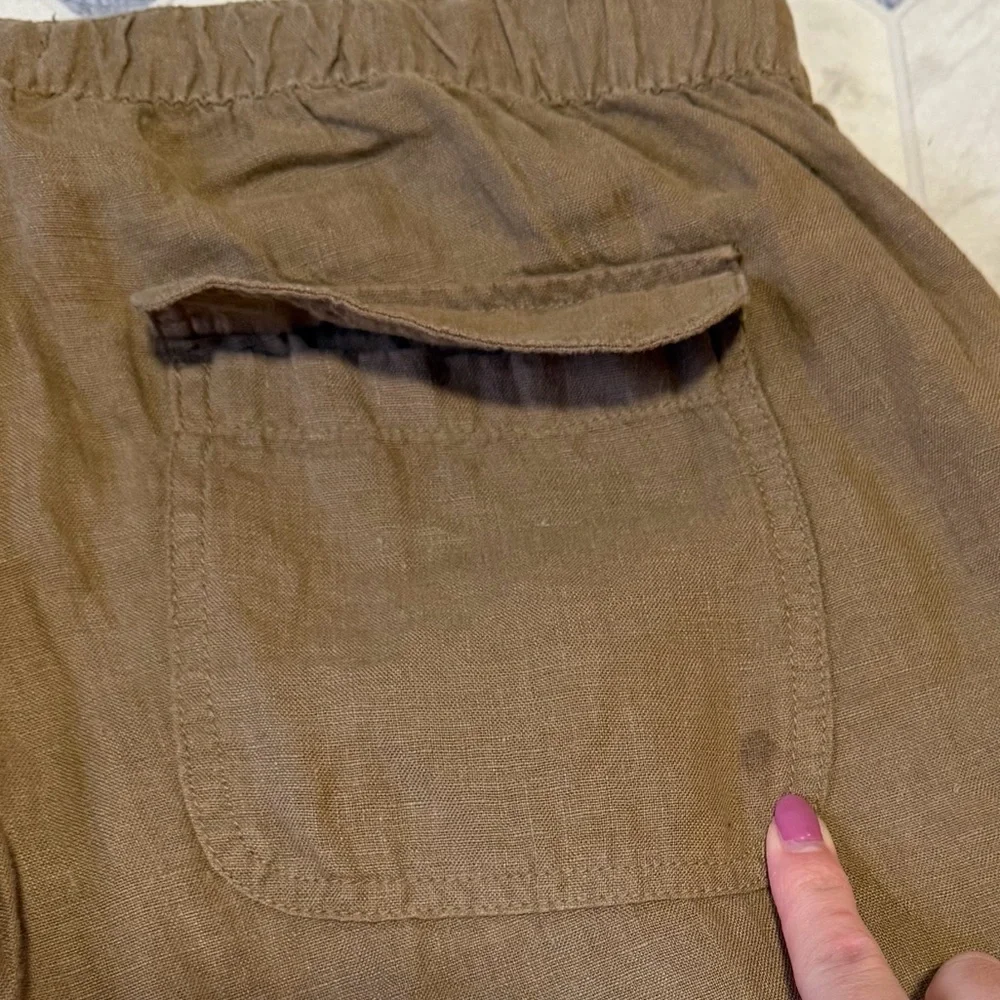 Rachel Roy Brown 100% Linen High Waisted Cropped Pants Size Large